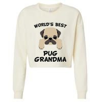 Worlds Best Pug Grandma Dog Granddog Cropped Pullover Crew