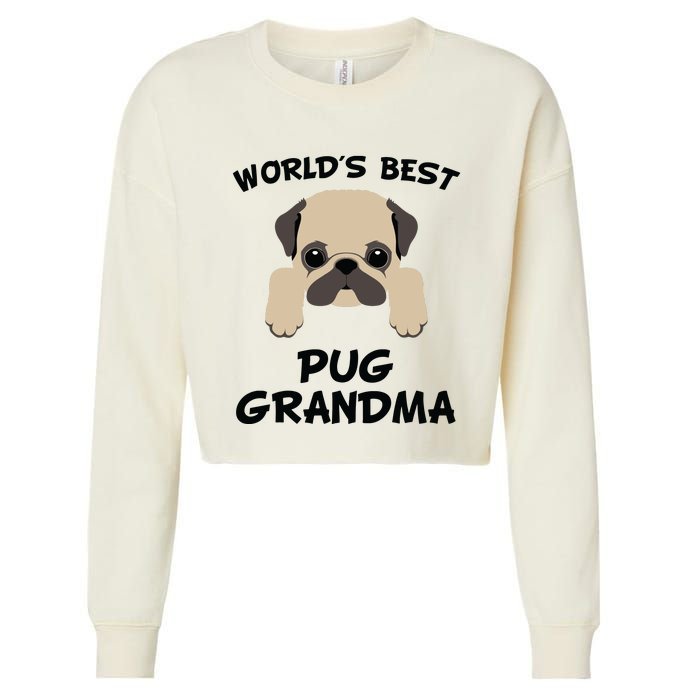 Worlds Best Pug Grandma Dog Granddog Cropped Pullover Crew