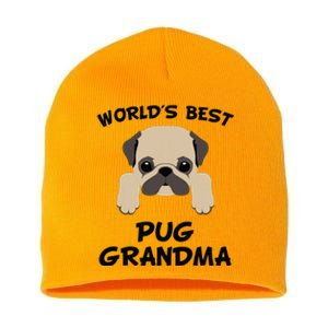 Worlds Best Pug Grandma Dog Granddog Short Acrylic Beanie