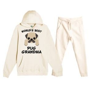 Worlds Best Pug Grandma Dog Granddog Premium Hooded Sweatsuit Set