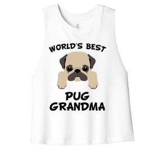 Worlds Best Pug Grandma Dog Granddog Women's Racerback Cropped Tank