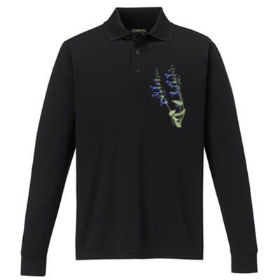 Wildflowers Blue Premium Performance Long Sleeve Polo