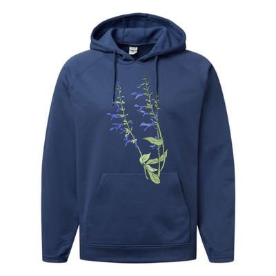 Wildflowers Blue Premium Performance Fleece Hoodie