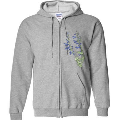 Wildflowers Blue Premium Full Zip Hoodie