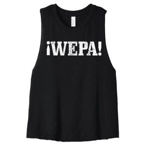 Wepa Boricua Puerto Rico Rican Latin Spanish Slang Women's Racerback Cropped Tank