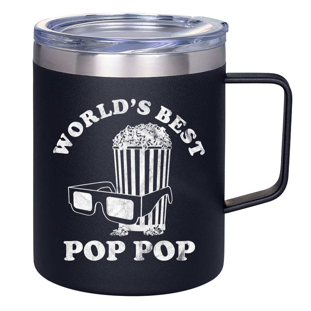 Worlds Best Pop Pop Movie Lover Fathers Day 12oz Stainless Steel Coffee Mug