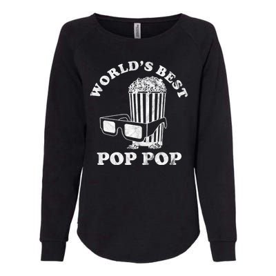 Worlds Best Pop Pop Movie Lover Fathers Day Womens California Wash Sweatshirt