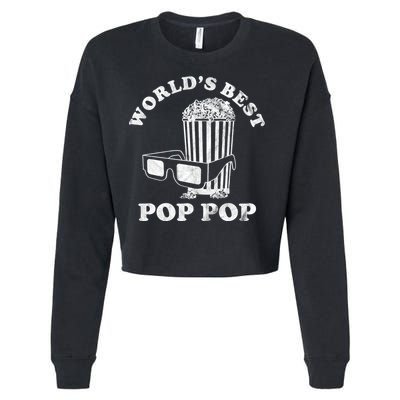 Worlds Best Pop Pop Movie Lover Fathers Day Cropped Pullover Crew