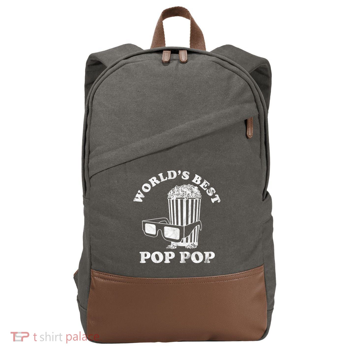 Worlds Best Pop Pop Movie Lover Fathers Day Cotton Canvas Backpack