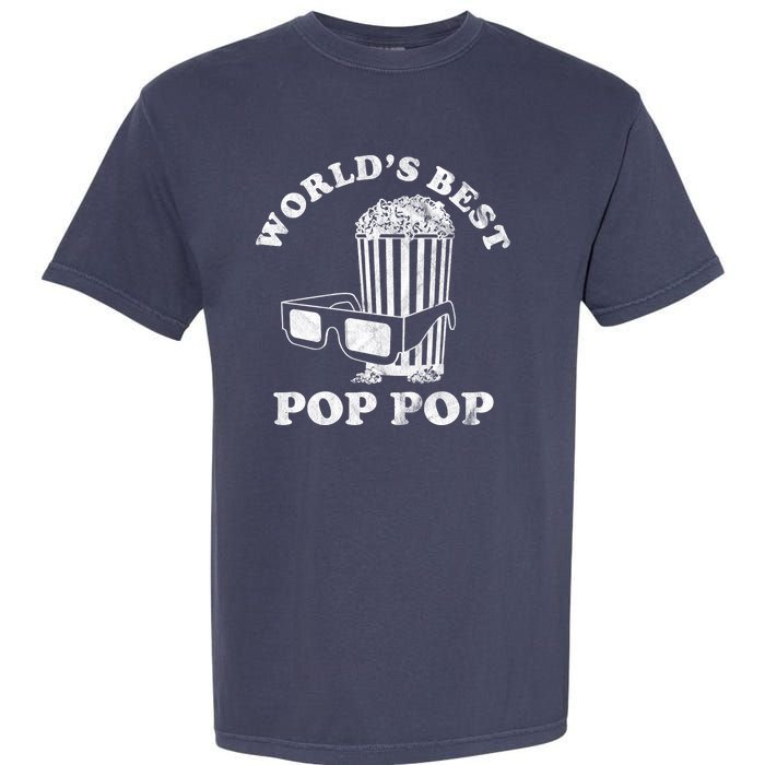 Worlds Best Pop Pop Movie Lover Fathers Day Garment-Dyed Heavyweight T-Shirt