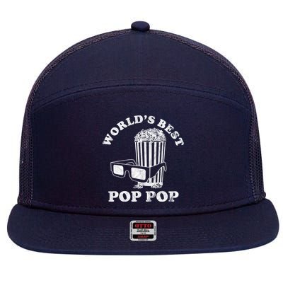 Worlds Best Pop Pop Movie Lover Fathers Day 7 Panel Mesh Trucker Snapback Hat