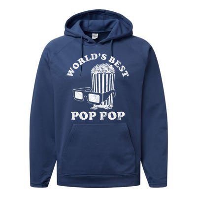 Worlds Best Pop Pop Movie Lover Fathers Day Performance Fleece Hoodie