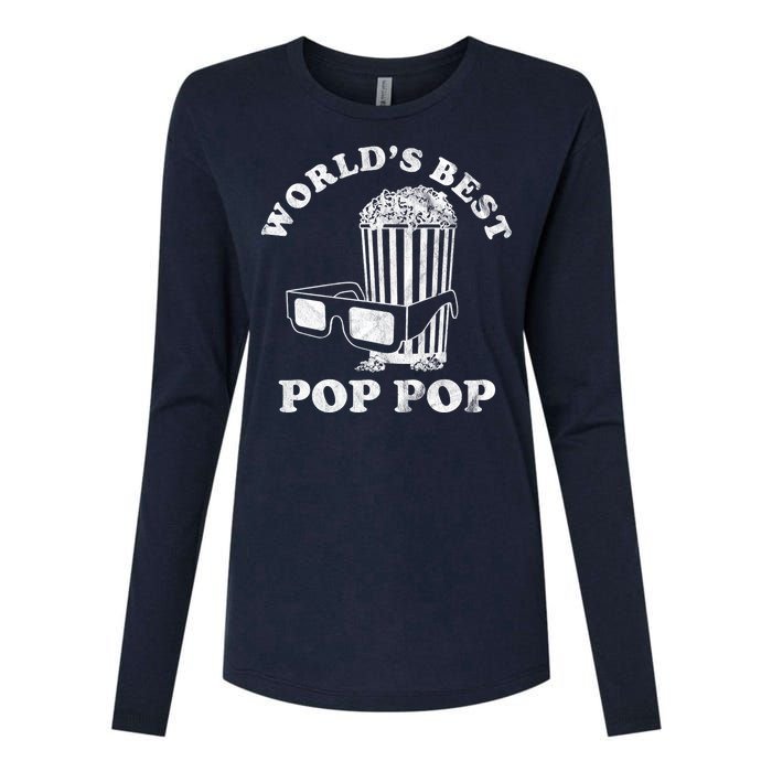 Worlds Best Pop Pop Movie Lover Fathers Day Womens Cotton Relaxed Long Sleeve T-Shirt