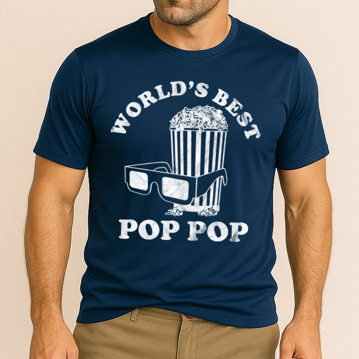 Worlds Best Pop Pop Movie Lover Fathers Day Cooling Performance Crew T-Shirt