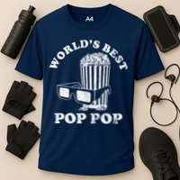 Worlds Best Pop Pop Movie Lover Fathers Day Cooling Performance Crew T-Shirt