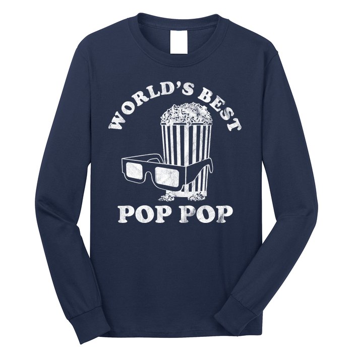 Worlds Best Pop Pop Movie Lover Fathers Day Long Sleeve Shirt