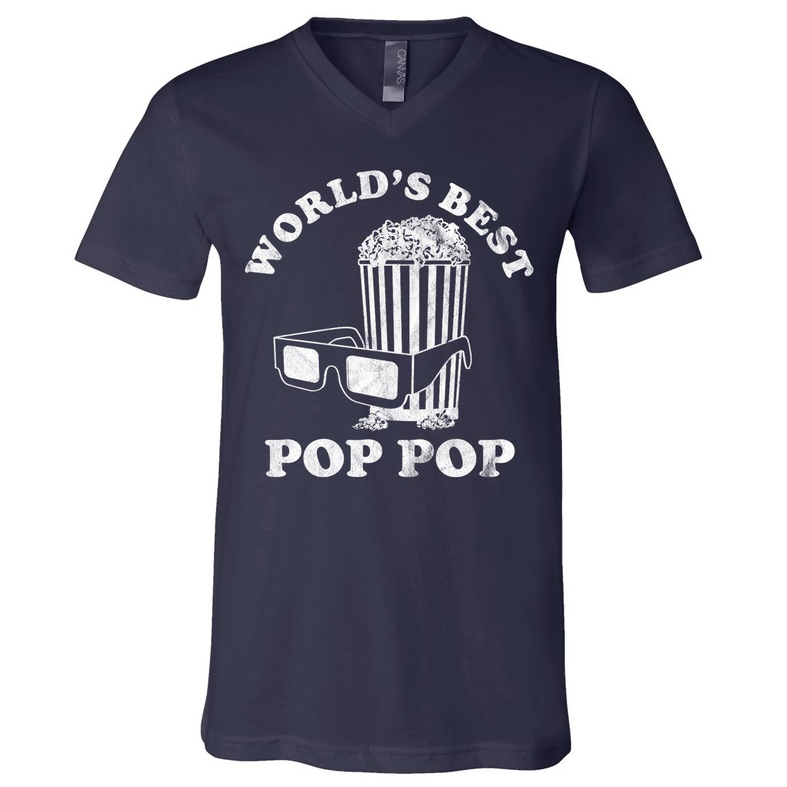 Worlds Best Pop Pop Movie Lover Fathers Day V-Neck T-Shirt