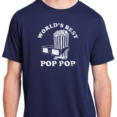 Worlds Best Pop Pop Movie Lover Fathers Day Adult ChromaSoft Performance T-Shirt