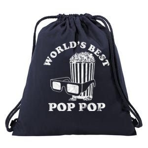 Worlds Best Pop Pop Movie Lover Fathers Day Drawstring Bag