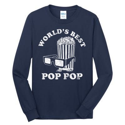 Worlds Best Pop Pop Movie Lover Fathers Day Tall Long Sleeve T-Shirt