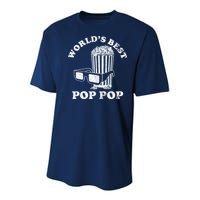Worlds Best Pop Pop Movie Lover Fathers Day Youth Performance Sprint T-Shirt