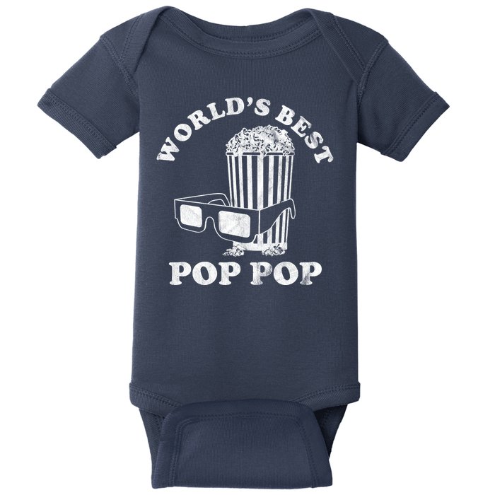 Worlds Best Pop Pop Movie Lover Fathers Day Baby Bodysuit