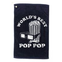 Worlds Best Pop Pop Movie Lover Fathers Day Platinum Collection Golf Towel