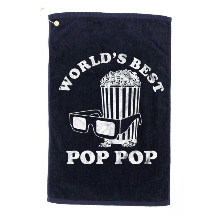 Worlds Best Pop Pop Movie Lover Fathers Day Platinum Collection Golf Towel