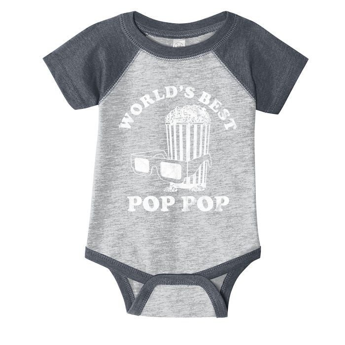 Worlds Best Pop Pop Movie Lover Fathers Day Infant Baby Jersey Bodysuit