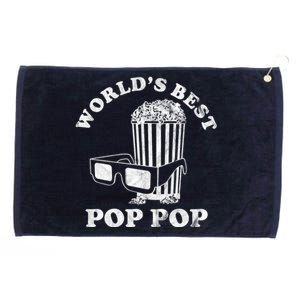 Worlds Best Pop Pop Movie Lover Fathers Day Grommeted Golf Towel