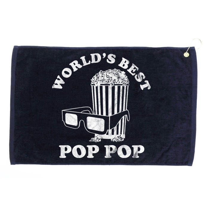 Worlds Best Pop Pop Movie Lover Fathers Day Grommeted Golf Towel