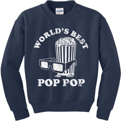 Worlds Best Pop Pop Movie Lover Fathers Day Kids Sweatshirt