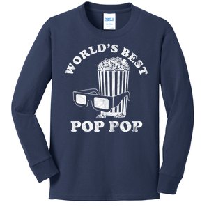 Worlds Best Pop Pop Movie Lover Fathers Day Kids Long Sleeve Shirt