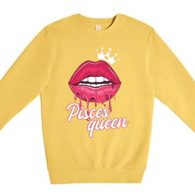 Wo Birthday Pisces Queen Pisces Zodiac Sign Gift Premium Crewneck Sweatshirt