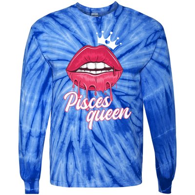 Wo Birthday Pisces Queen Pisces Zodiac Sign Gift Tie-Dye Long Sleeve Shirt