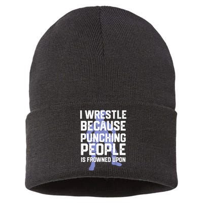 Wrestle Because Punching People Is Frowned Upon Wrestling Sustainable Knit Beanie