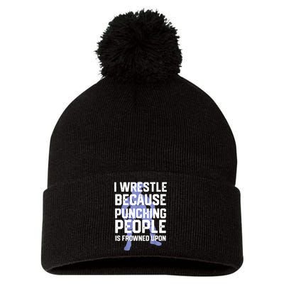 Wrestle Because Punching People Is Frowned Upon Wrestling Pom Pom 12in Knit Beanie