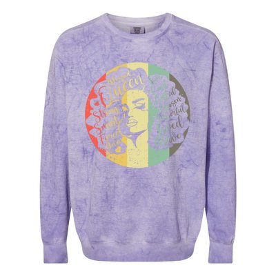 Wo Black Queen Afro African American Melanin Natural Hair Great Gift Colorblast Crewneck Sweatshirt