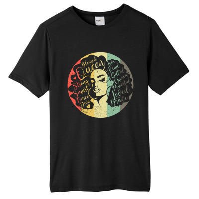 Wo Black Queen Afro African American Melanin Natural Hair Great Gift Tall Fusion ChromaSoft Performance T-Shirt