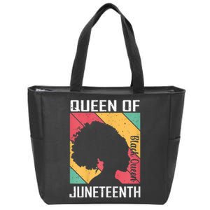 Womens Black Queen Juneteenth Cool Melanin Pride African American Zip Tote Bag