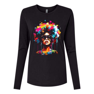 Women Black Queen Dripping Afro Melanin Juneteenth Womens Cotton Relaxed Long Sleeve T-Shirt