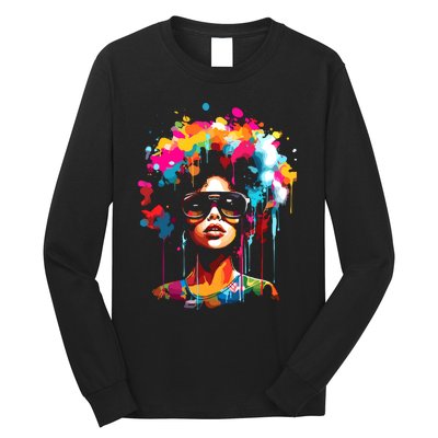 Women Black Queen Dripping Afro Melanin Juneteenth Long Sleeve Shirt