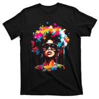 Women Black Queen Dripping Afro Melanin Juneteenth T-Shirt