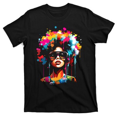 Women Black Queen Dripping Afro Melanin Juneteenth T-Shirt