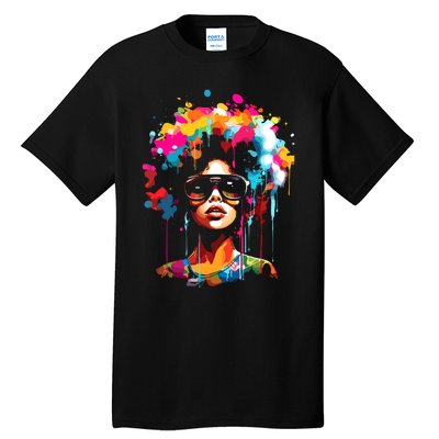 Women Black Queen Dripping Afro Melanin Juneteenth Tall T-Shirt