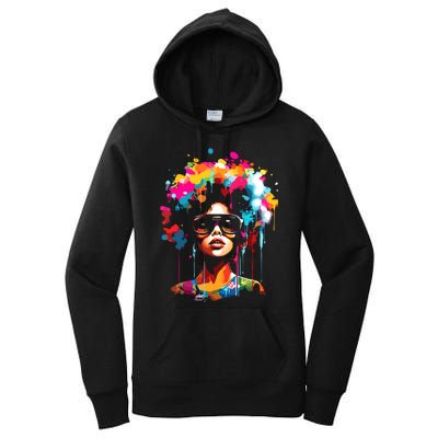 Women Black Queen Dripping Afro Melanin Juneteenth Women's Pullover Hoodie