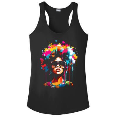 Women Black Queen Dripping Afro Melanin Juneteenth Ladies PosiCharge Competitor Racerback Tank