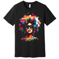 Women Black Queen Dripping Afro Melanin Juneteenth Premium T-Shirt