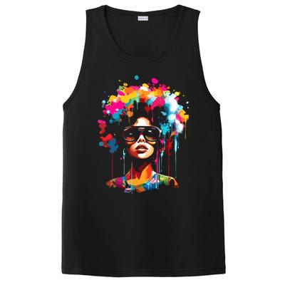 Women Black Queen Dripping Afro Melanin Juneteenth PosiCharge Competitor Tank