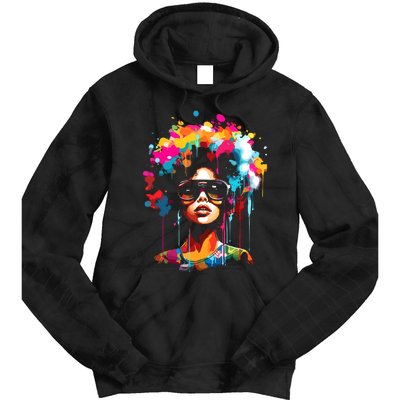 Women Black Queen Dripping Afro Melanin Juneteenth Tie Dye Hoodie